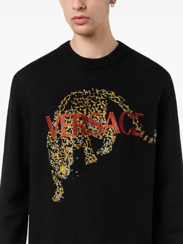 未使用品級 VERSACE カーディガン ブラック ゴールド ロゴ S Versace ジャガーディテール セーター | ブラック | FARFETCH JP