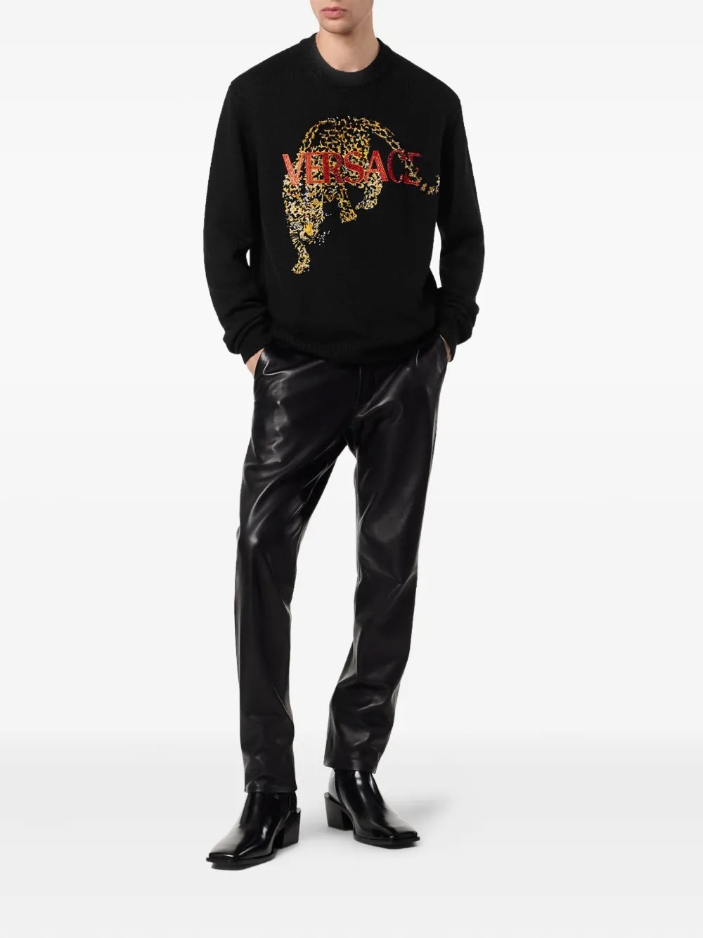 Versace jaguar-embellished sweater - Zwart