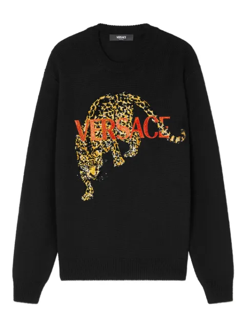 Versace jaguar-embellished sweater