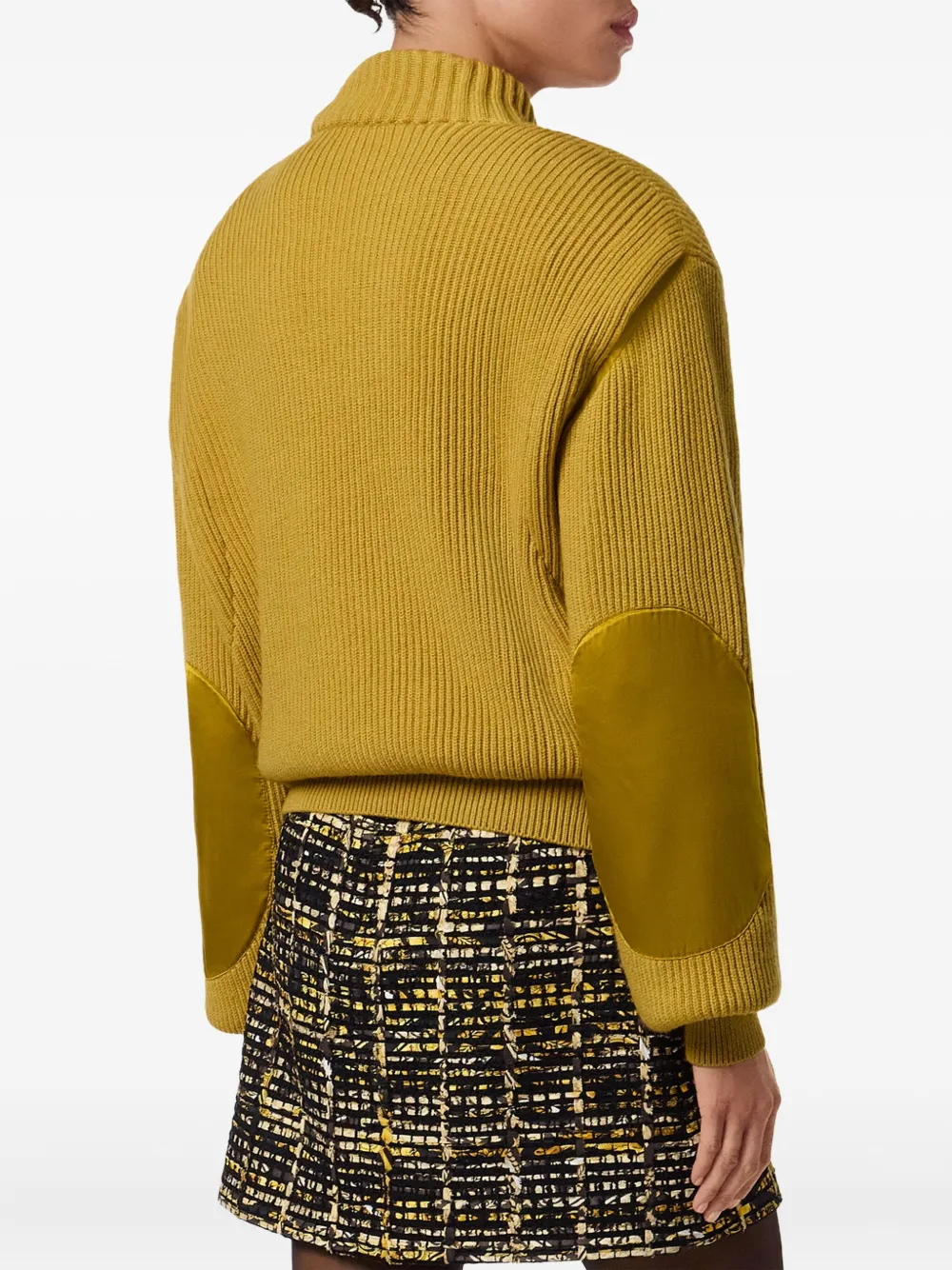 Versace Embellished-pocket Ribbed Sweater In Yellow