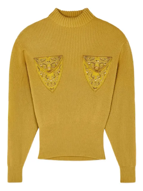 Versace embellished-pocket ribbed sweater