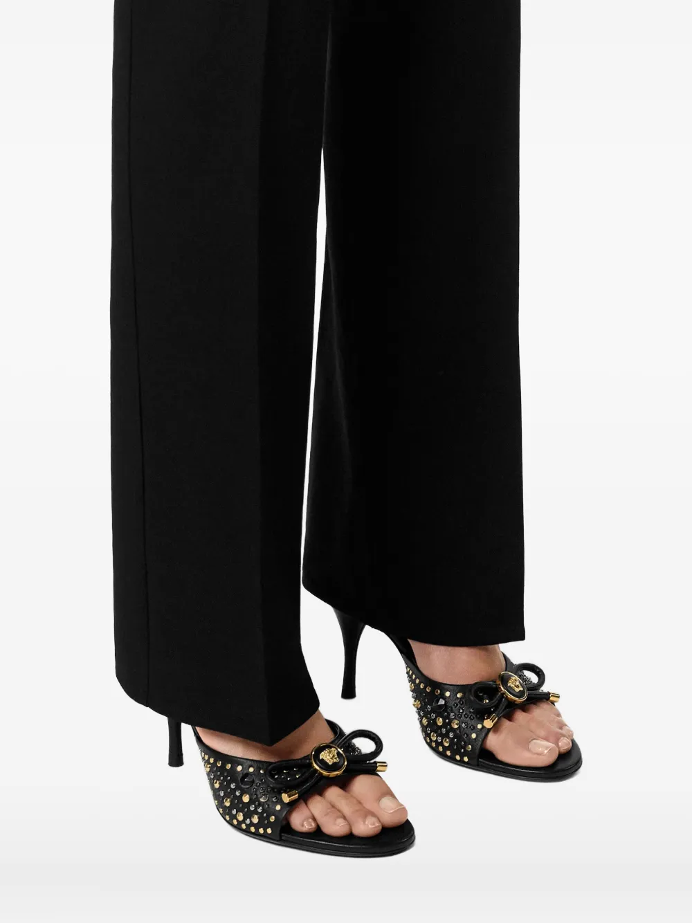 Versace 85 mm La Medusa verfraaide leren muiltjes Zwart