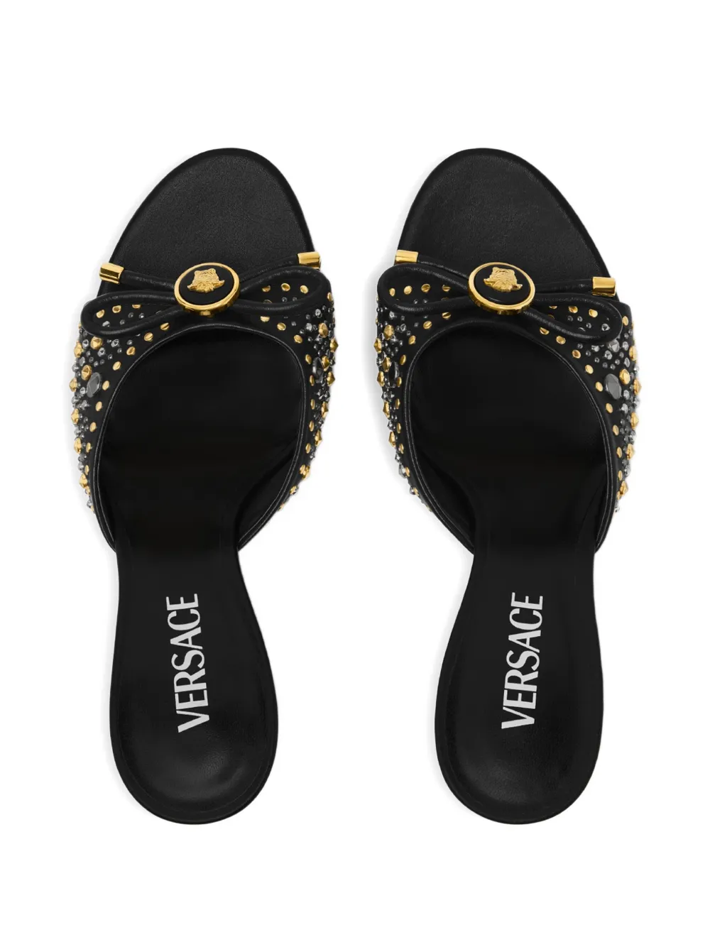 Versace 85 mm La Medusa verfraaide leren muiltjes Zwart