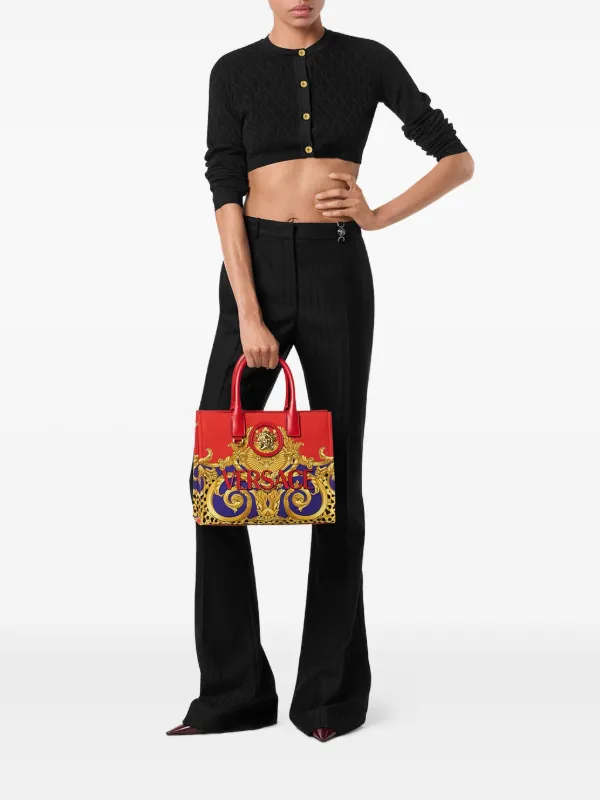 Versace geometric-pattern Cropped Cardigan | Black | FARFETCH