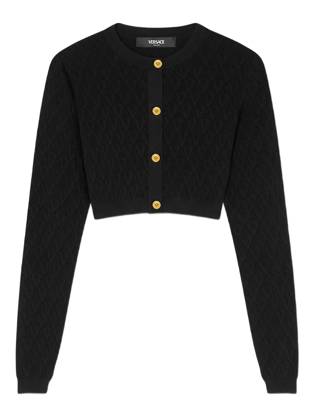 Versace geometric-pattern cropped cardigan | Black | Image 1