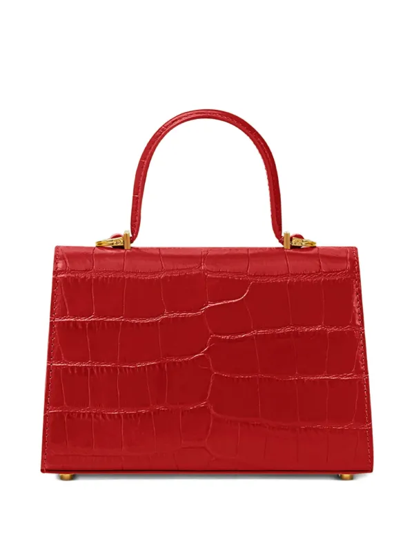 Croc Red Handle Bag A SHINY RED CROCODILE TOP HANDLE BAG WITH GOLD