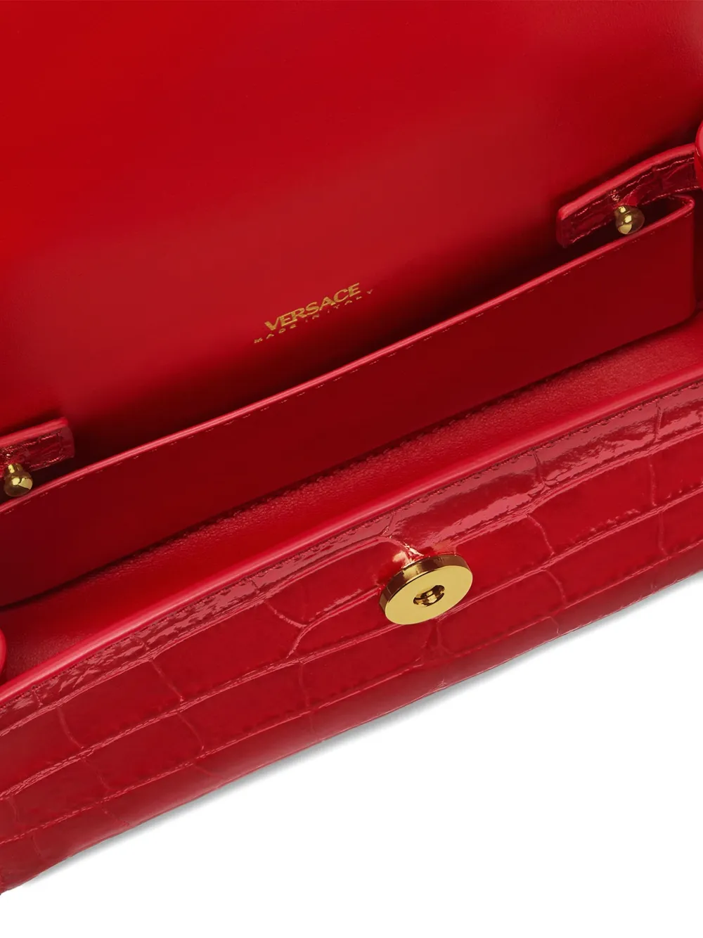 Versace Kleine tas met krokodillen-reliëf en handvat Rood