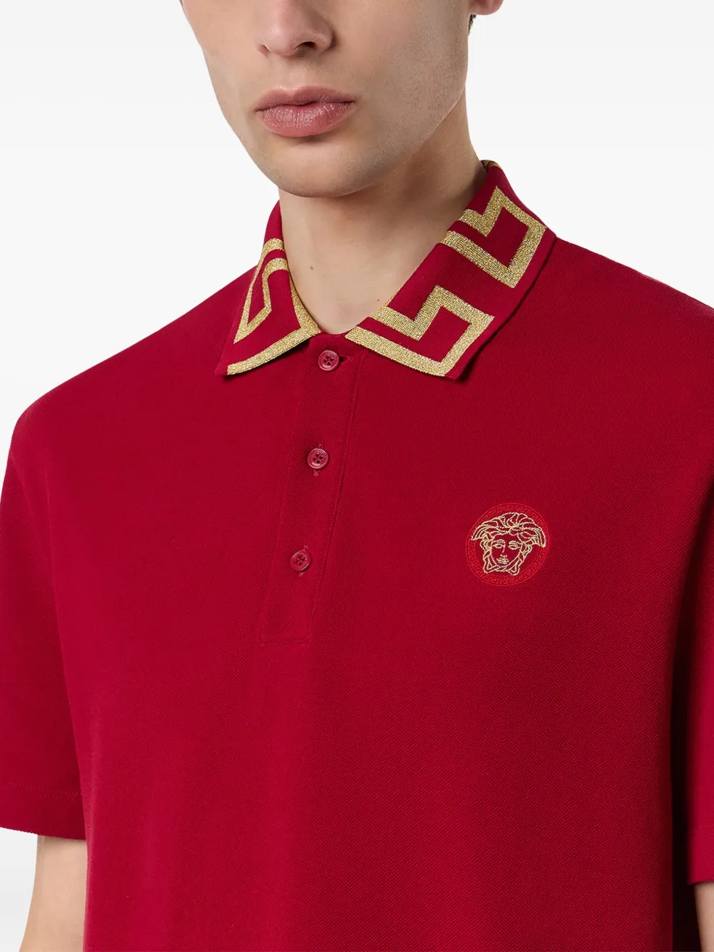 Versace Medusa Head poloshirt met borduurwerk Rood