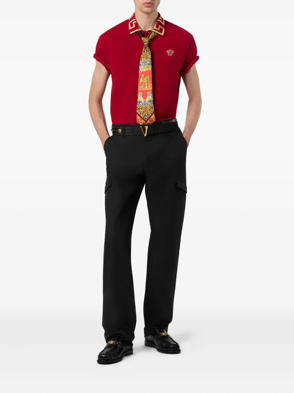 Versace Medusa Head logo-embroidery polo shirt - Rood