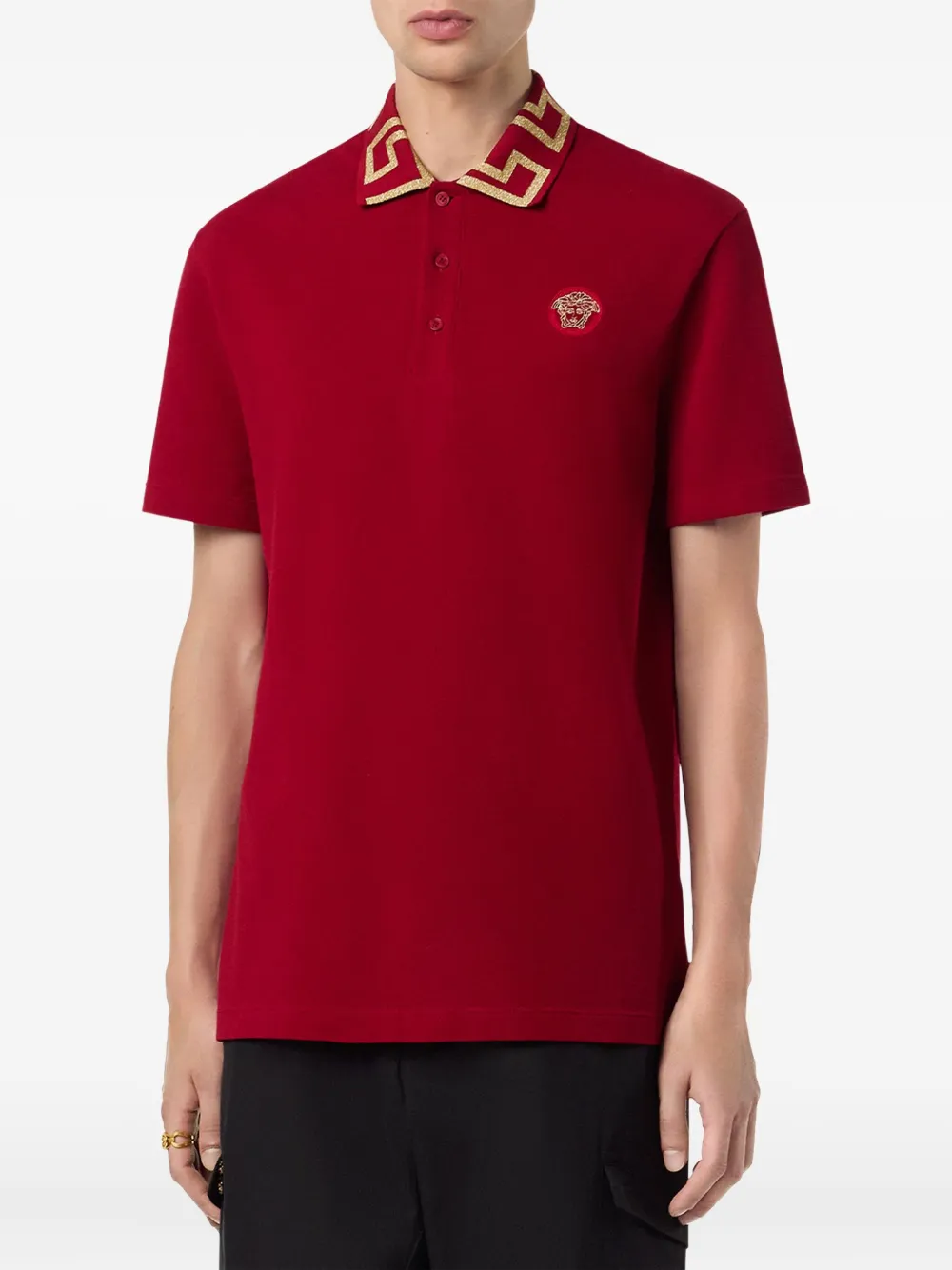 Versace Medusa Head poloshirt met borduurwerk Rood