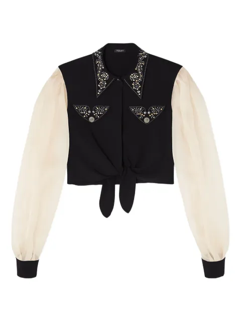 Versace embellished-details puff-sleeve blouse