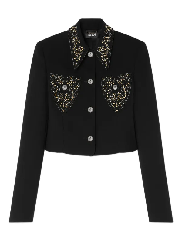 Versace Embellished-pocket Jacket in Black