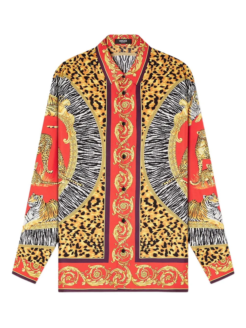 Versace Wild Cats printed silk shirt | Red | Image 1