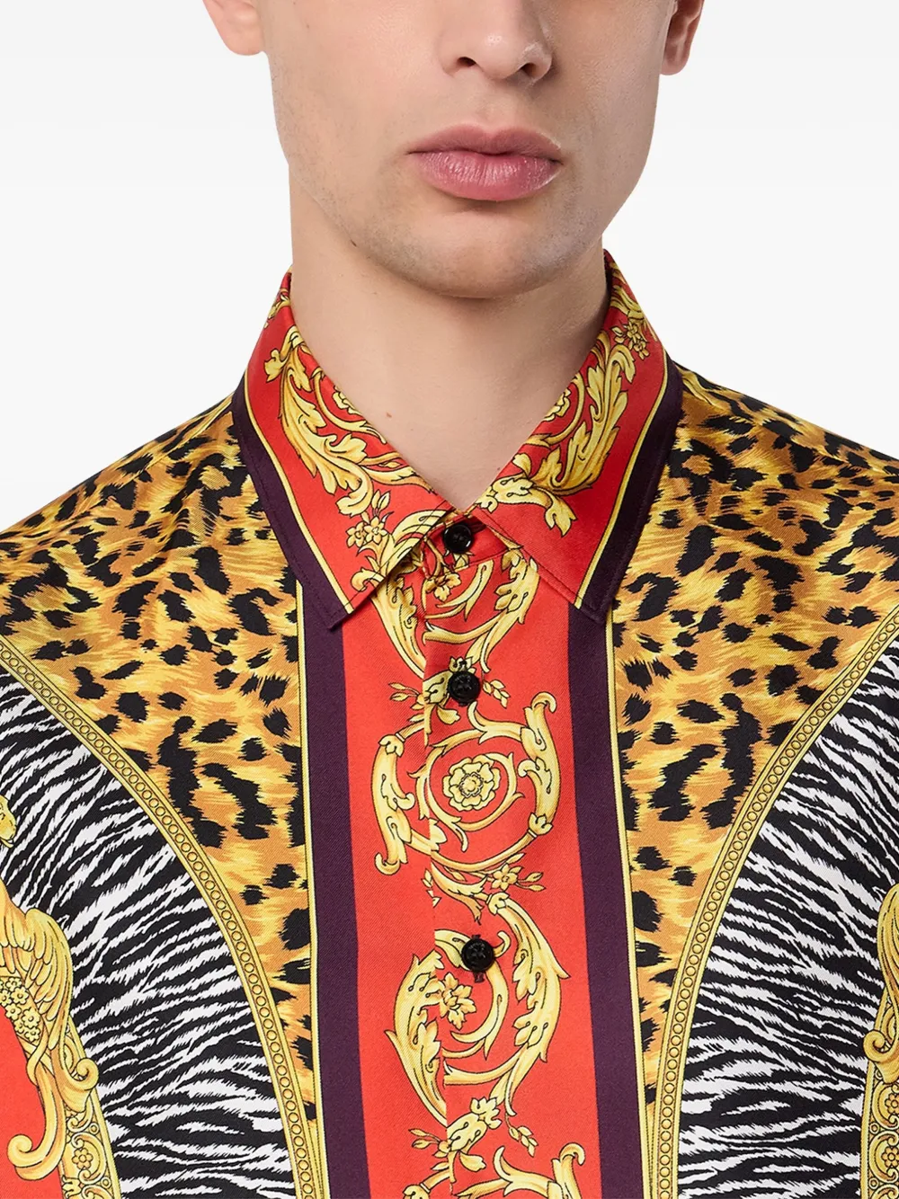 Versace Wild Cats zijden overhemd met print Rood