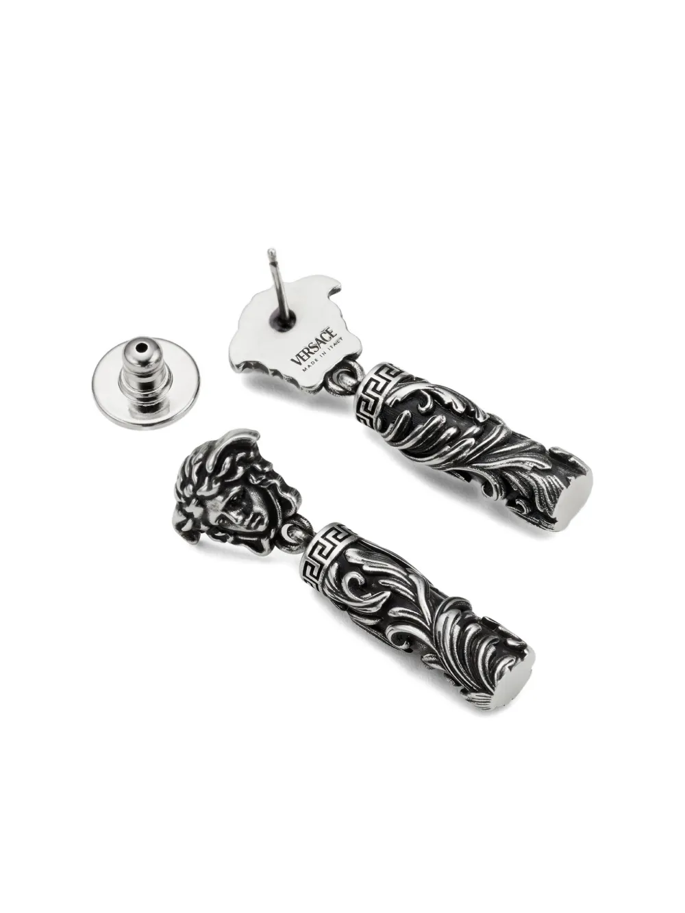 Versace Medusa-head Column Earrings In Metallic