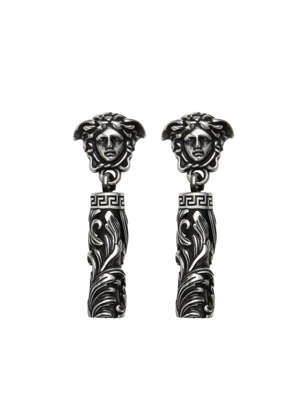 Versace Medusa-head Column Earrings In Metallic