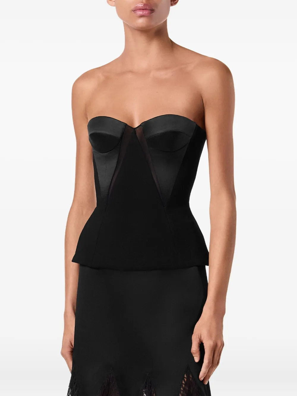 Versace Bustier top met satijnen vlakken Zwart