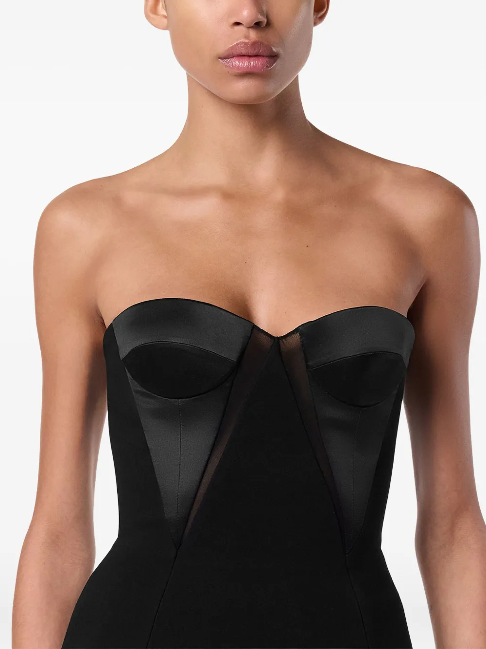 Versace Bustier top met satijnen vlakken Zwart