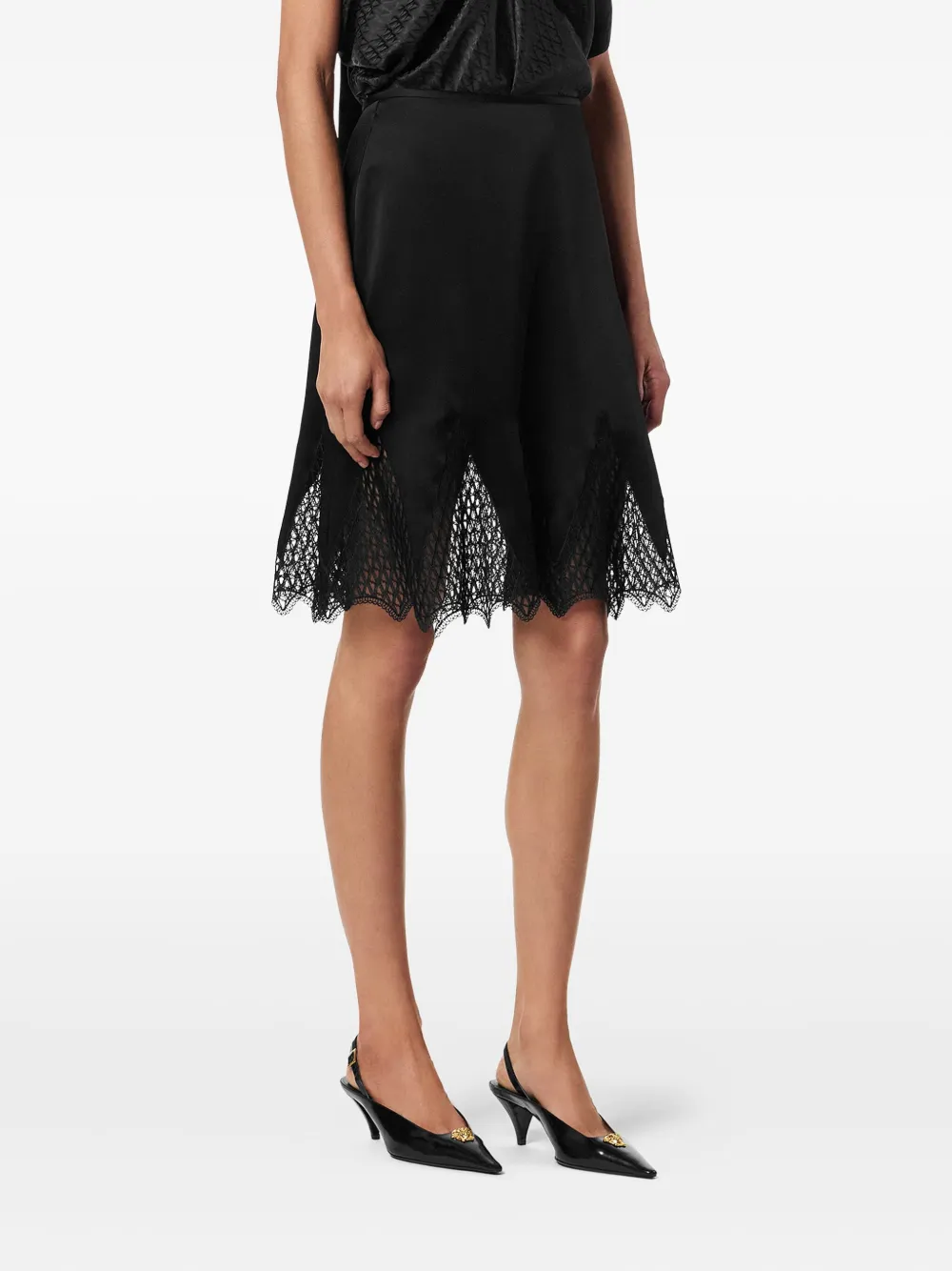 Versace Midi-rok met kant Zwart