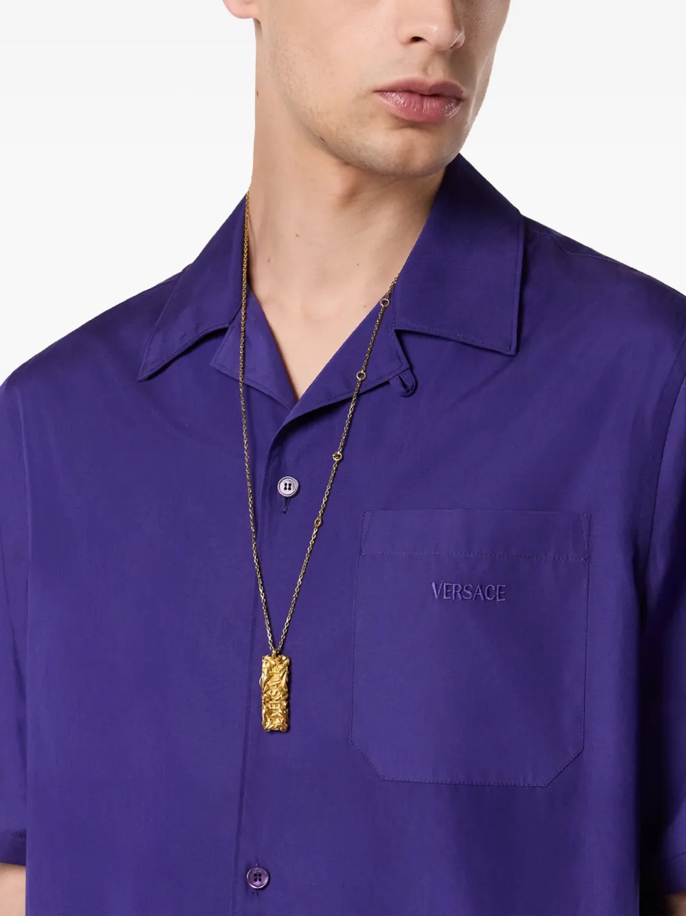 Versace Hall Of Statues Printed Shirt In Blue