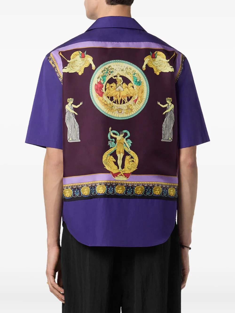 Versace Hall Of Statues Printed Shirt In Blue