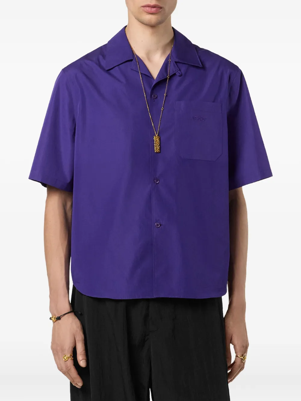 Versace Hall Of Statues Printed Shirt In Blue