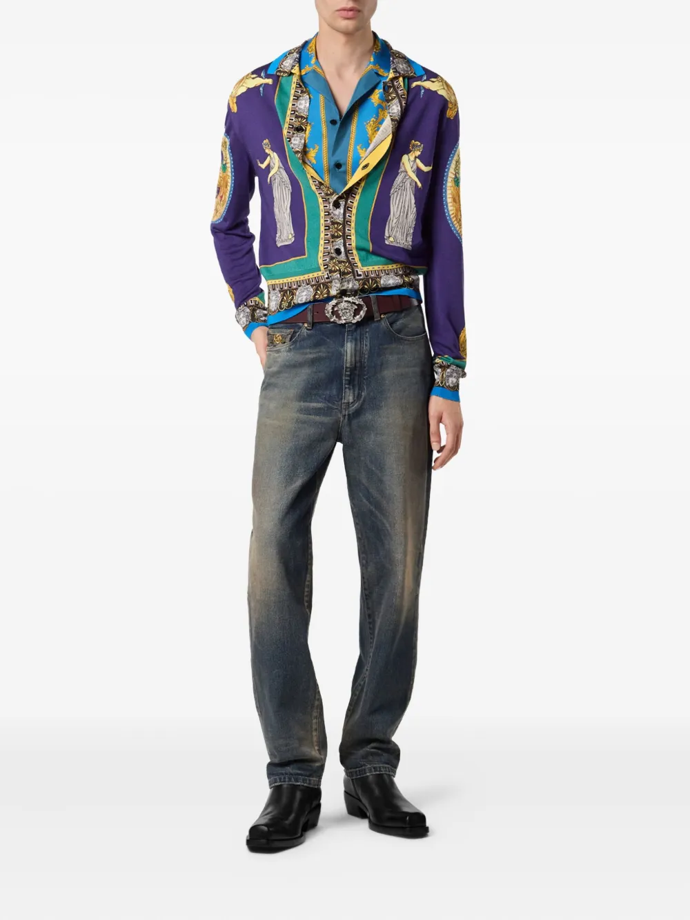 Versace Safari zijden overhemd met print - Blauw
