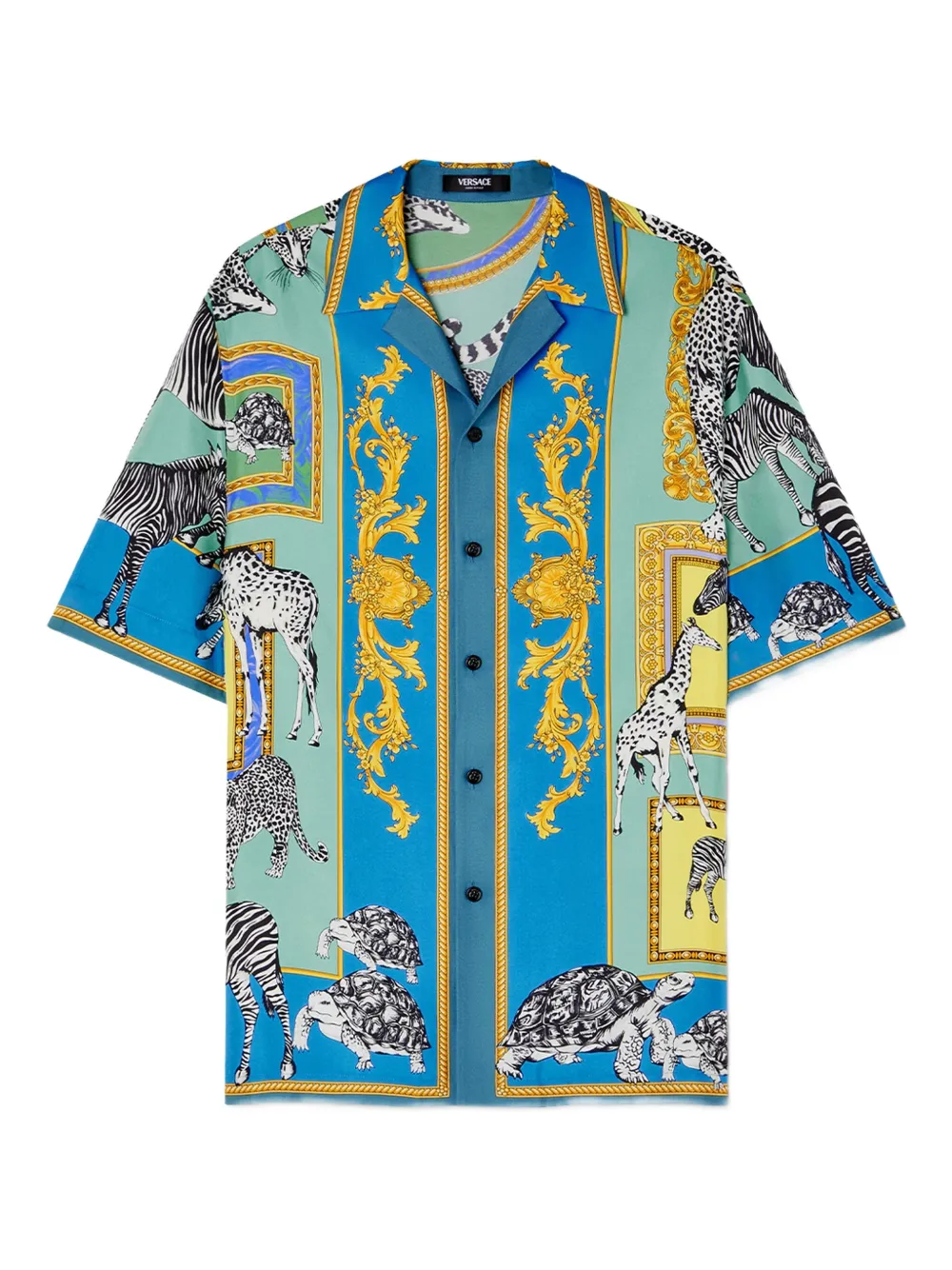Versace Safari printed silk shirt | Blue | Image 1