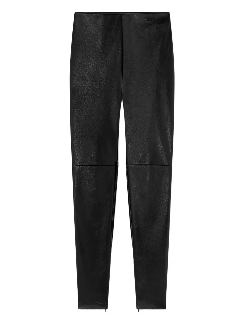 Versace Leather Panel Trousers In Black