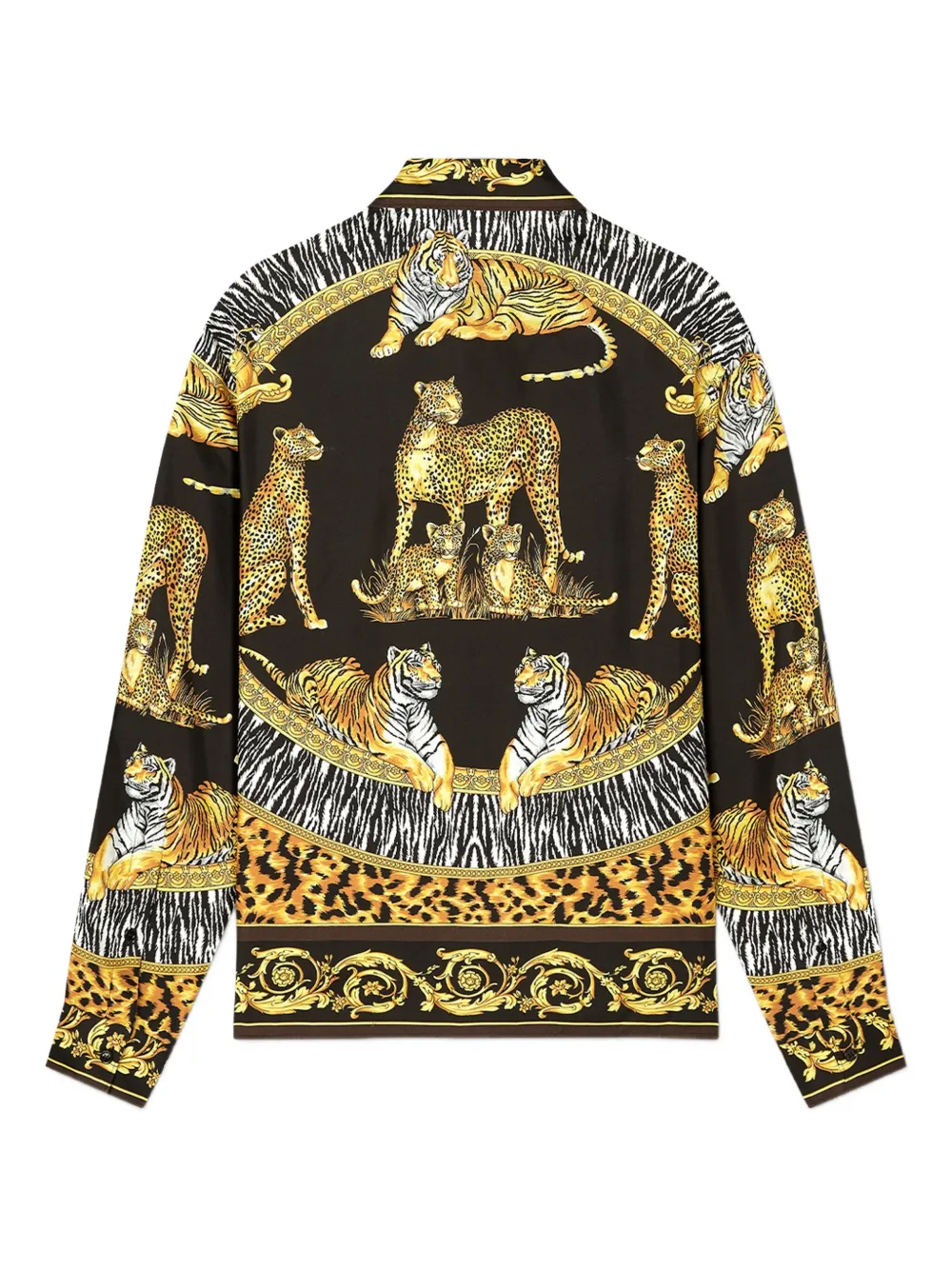 Versace Wild Cats printed silk shirt - Zwart