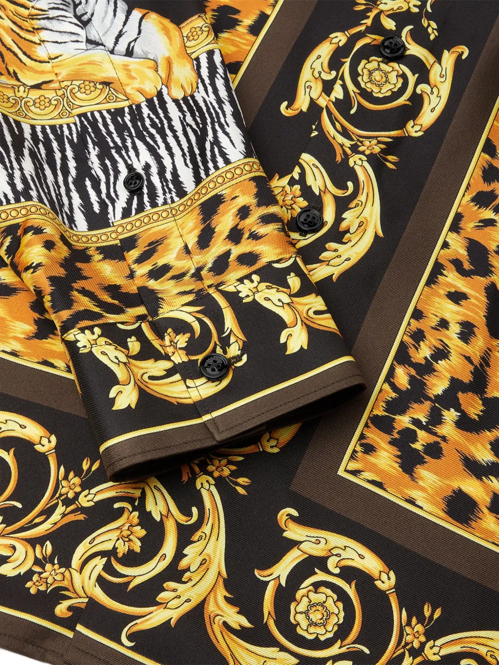 Versace Animal Print Shirt With Gold Accents In Multi