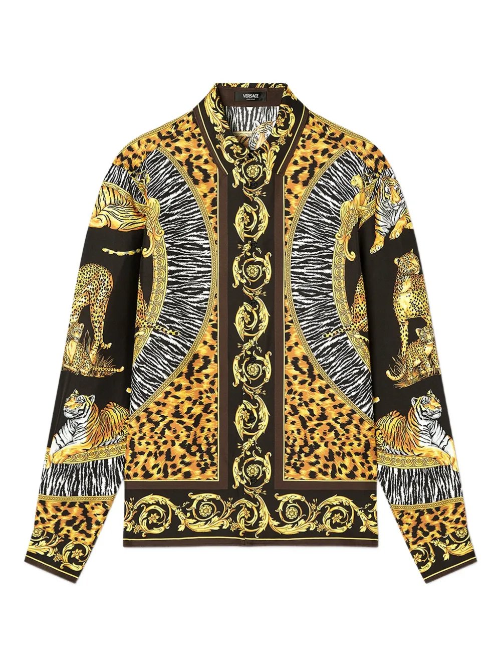 Versace Wild Cats printed silk shirt | Black | Image 1