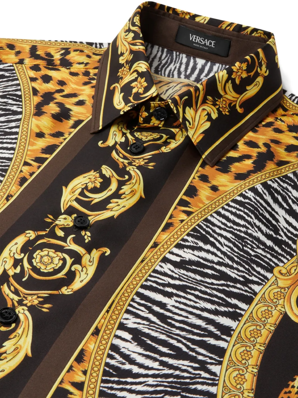 Versace Animal Print Shirt With Gold Accents In Multi