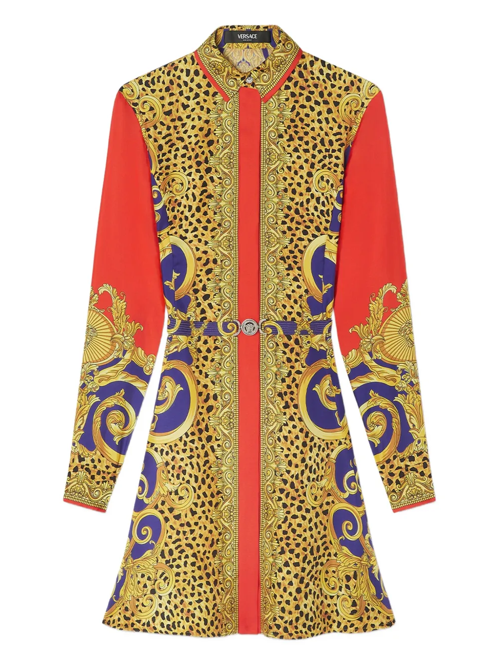 Versace baroque-print silk shirt dress | Yellow | Image 1
