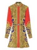 Versace baroque-print silk shirt dress - Yellow