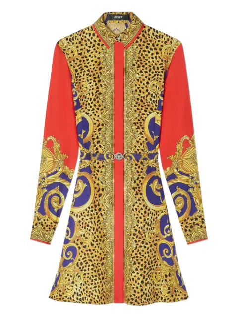 Versace baroque-print silk shirt dress