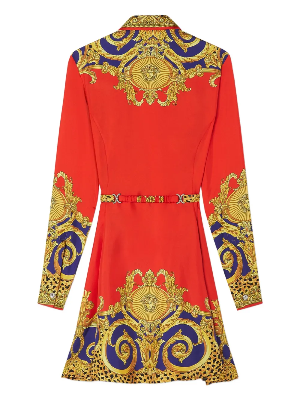 Versace baroque-print silk shirt dress - Geel