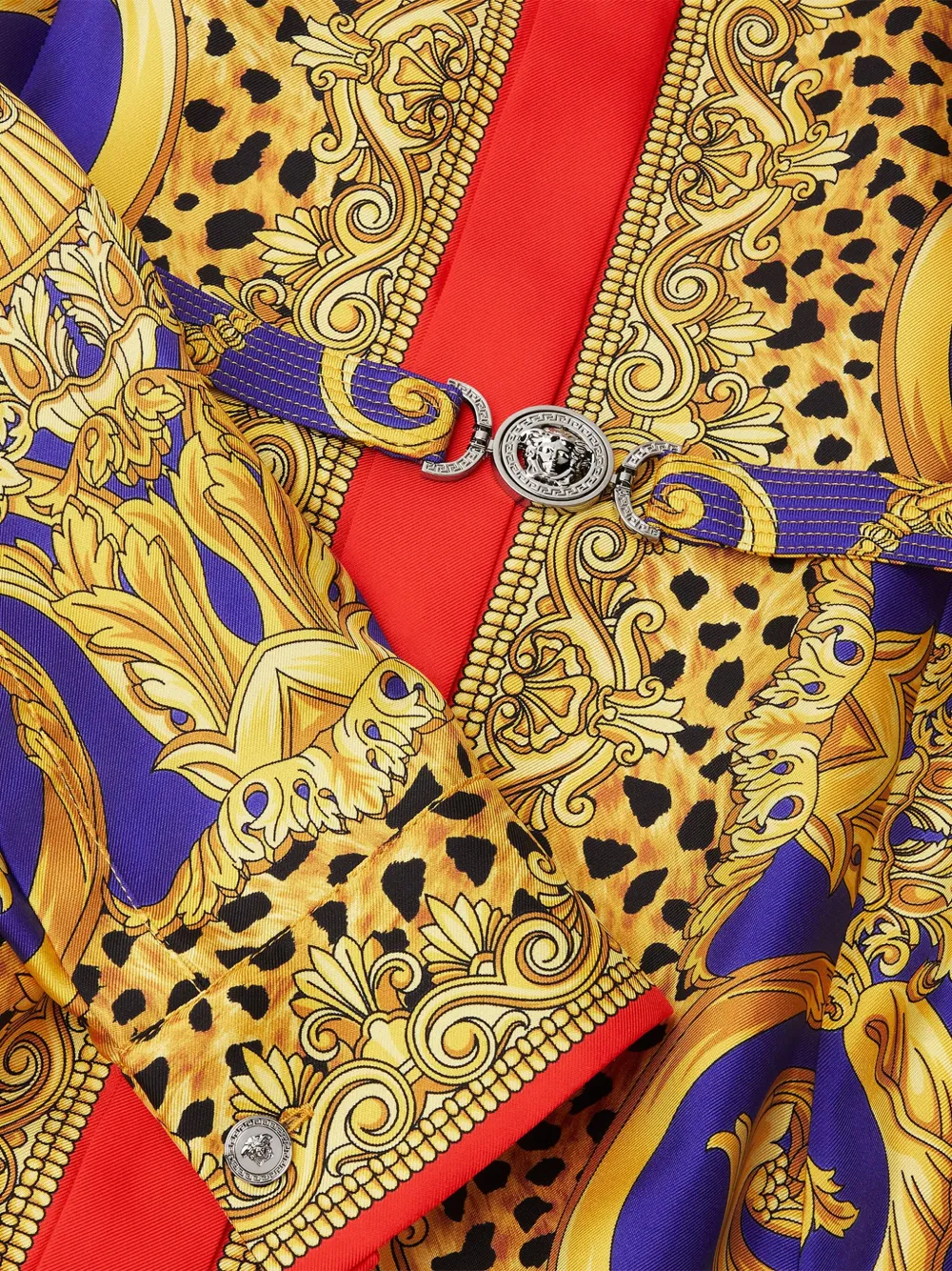 Versace Zijden blousejurk met barokprint Geel