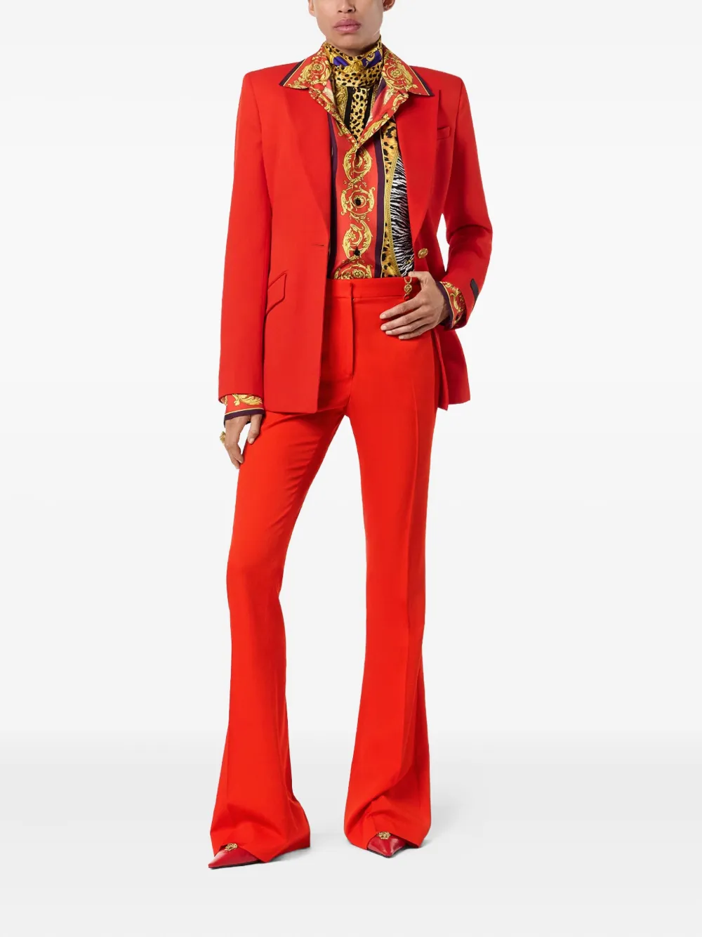 Versace flared wool-blend trousers - Rood