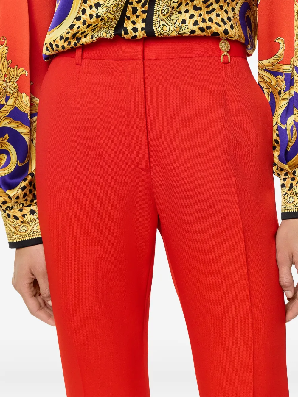 Versace Flared Wool-blend Trousers In Red