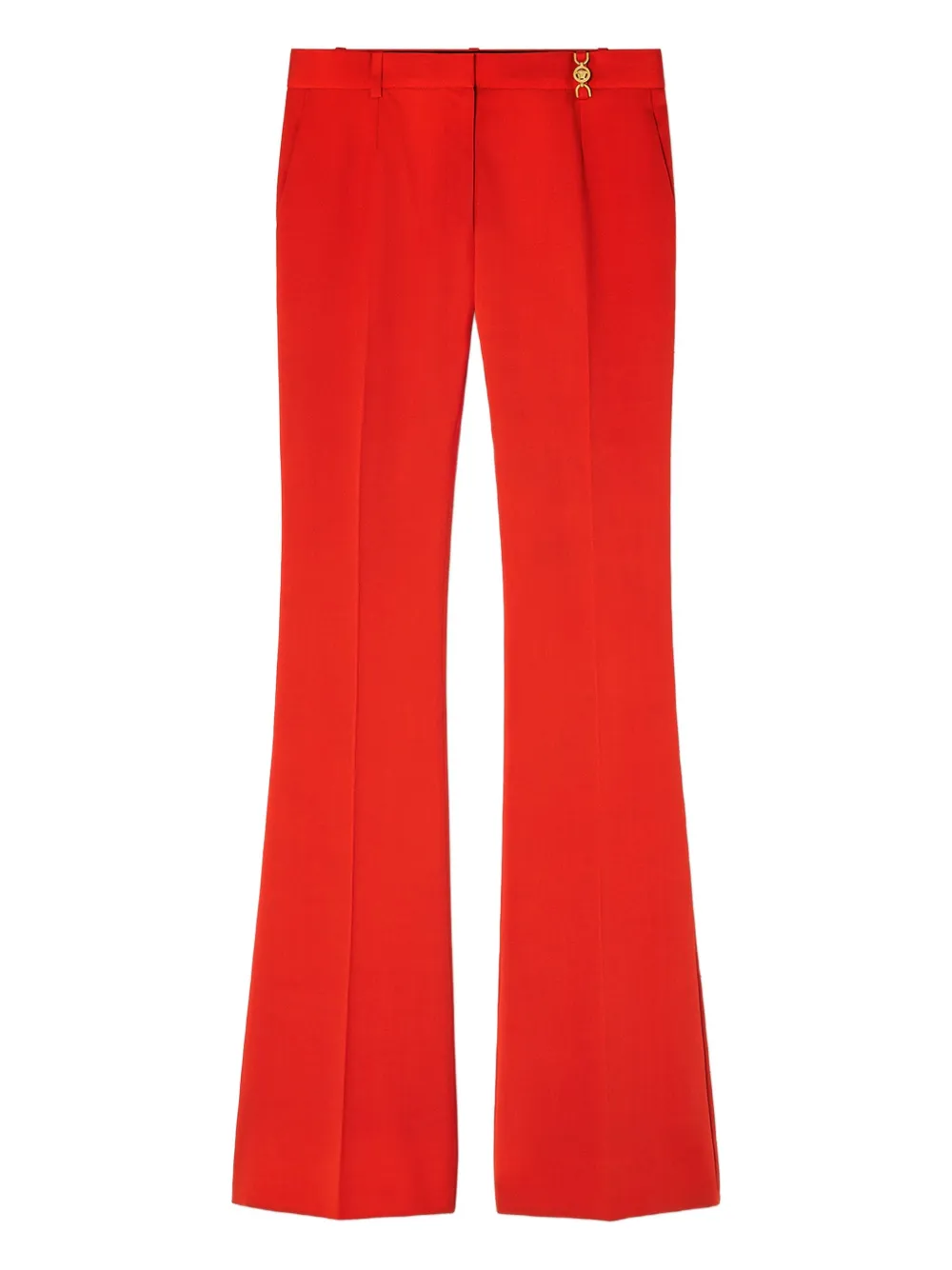 Versace Flared Wool-blend Trousers In Red