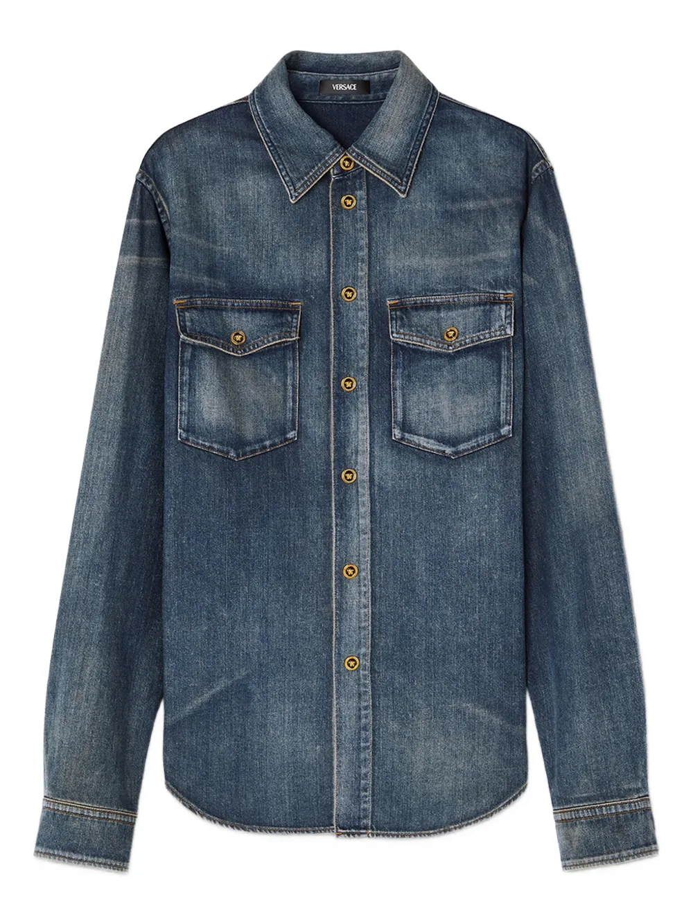 Versace double-pocket denim shirt | Blue | Image 1