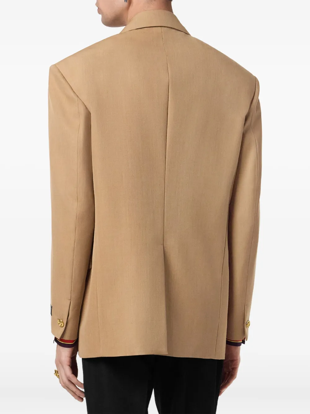 Versace Double-breasted Gold-button Blazer In Brown
