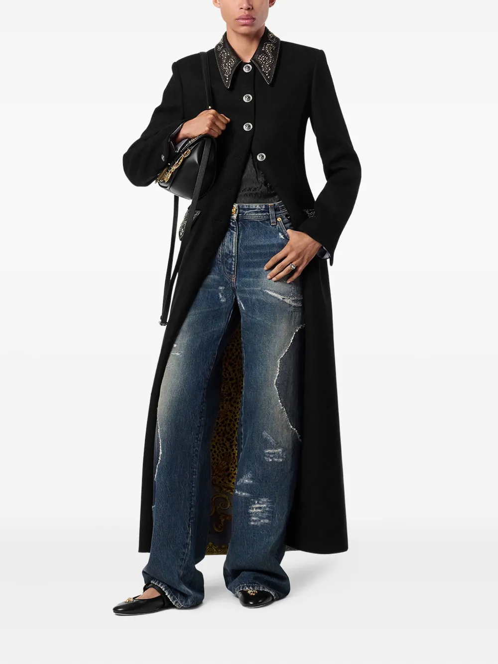 Versace Gerafelde jeans met patchwork - Blauw