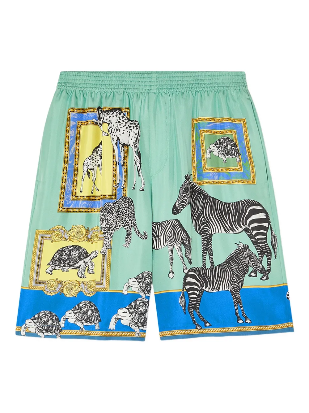 Versace animal-print silk shorts | Blue | Image 1