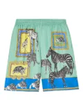 Versace animal-print silk shorts - Blue