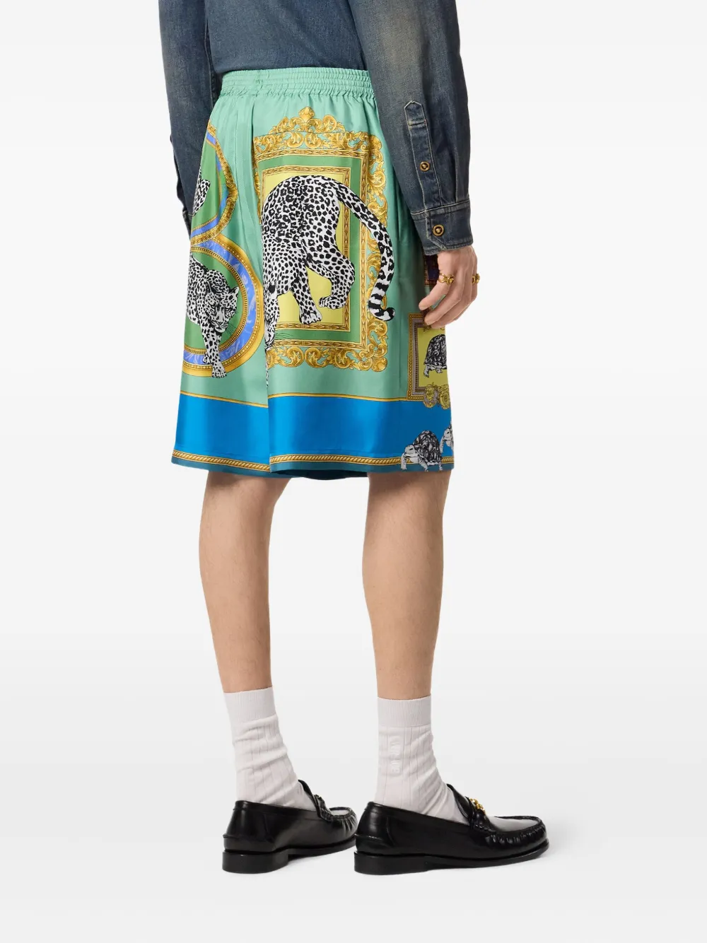 Versace Zijden shorts met dierenprint Blauw