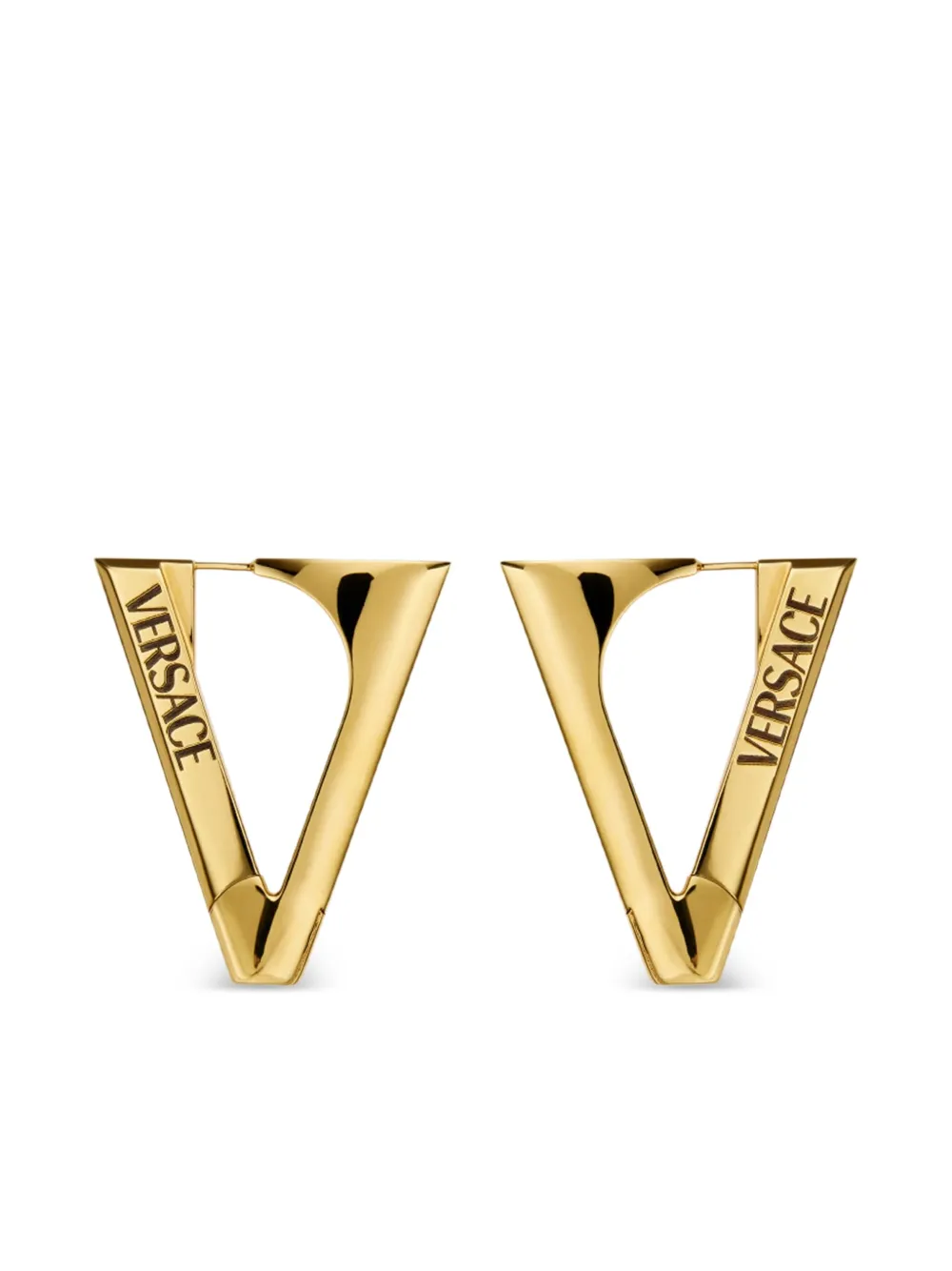 Versace Triangle logo-detail Earrings | Gold | FARFETCH