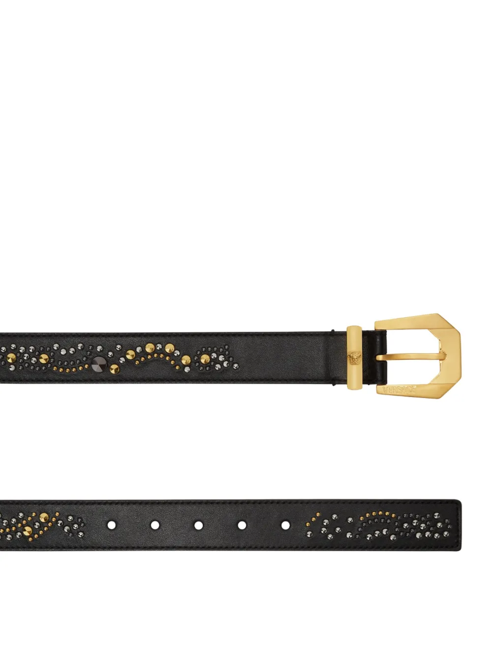 Versace crystal-embellished leather belt - Zwart