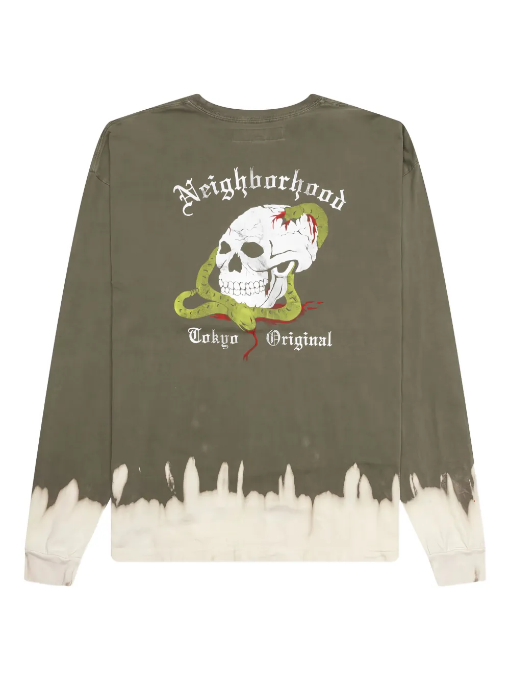 Neighborhood Savage sweater met doodskopprint - Groen